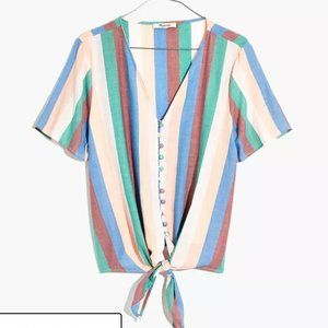Madewell Novel Tie-Front Button Top / blouse in Flagstaff Stripe